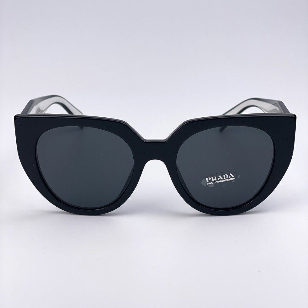 NEW Prada PR14WS 09Q-5S0 Black Talc Gray Cat Eye Oversized Women Sunglasses
